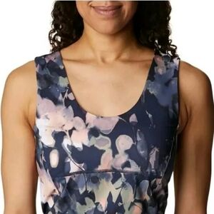 Womens Columbia Boundless Trek Tank Crop Top Blue Pink Floral Size Medium
